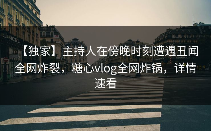 【独家】主持人在傍晚时刻遭遇丑闻 全网炸裂，糖心vlog全网炸锅，详情速看  第1张